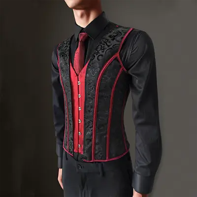 Vintage Abdomen Corset Vest Male Tight Fitting Shaping Tops Lace Up Boned Tops • $49.99