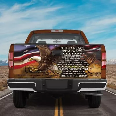 VeteranAmerican Flag Vinyl Eagle Graphic Wrap Truck Tailgate Wrap Decal Sticker • $44.99