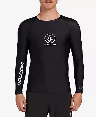 Volcom Mens Lido Solid Long Sleeve Rash Guard Black Size XL • $38.50