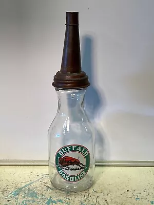 Buffalo Motor Oil Bottle Spout Cap Glass 1 Quart Vintage Style Gas Station • $19.99