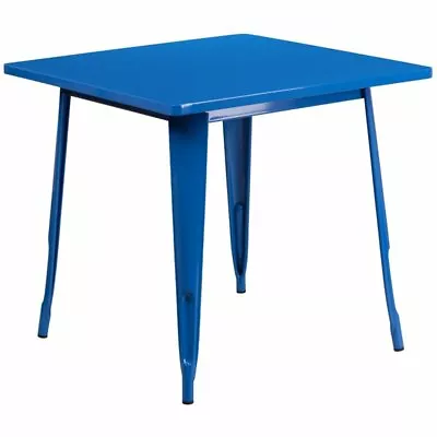 Bowery Hill 31.5  Square Metal Dining Table In Blue • $234.19