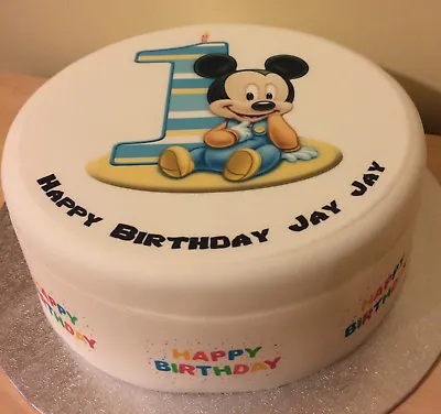 1st Birthday Mickey Mouse Pre-cut Edible Icing Cake Topper Or Ribbon • £5.45
