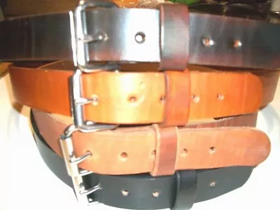 Leather Real Amish  Work Belt S.s Roller Buckle Men Women Tool Holster 1.1/2  W • $25.99