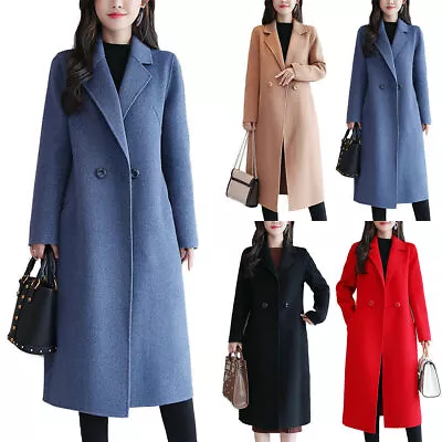 $50.79 • Buy Womens Trench Coat Jacket Ladies Winter Warm Woolen Parka Overcoat Outwear Tops