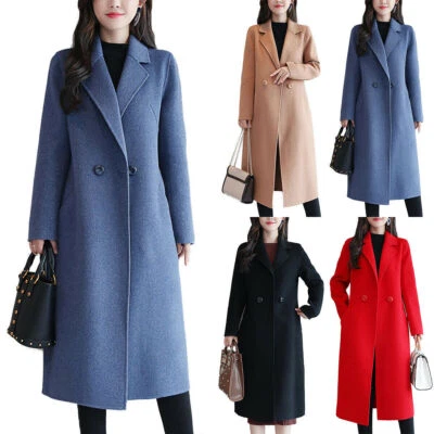 $50.79 • Buy Womens Trench Coat Jacket Ladies Winter Warm Woolen Parka Overcoat Outwear Tops