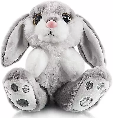 8  Easter Bunny Plush Rabbit Floppy Ear Sitting Stuffed Animal Bedtime Gray • $15.99