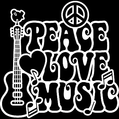 Peace Love Music Quote Wall Sticker Decal Transfer Home Hippy 70's Vinyl UK • £10.49