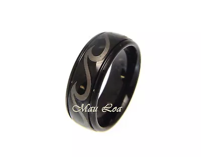 Tungsten Black 8mm Hawaiian Ocean Wave Ring Comfort Fit Size 5-14 • $22.99