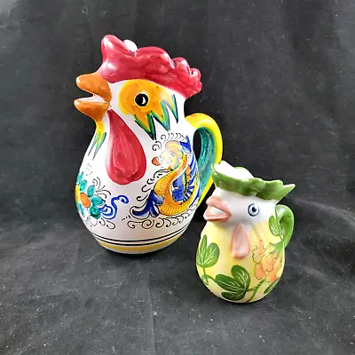 ORVIETO Italian Italy Hand-painted Mini Rooster Pitchers Set Of 2 • $22.09