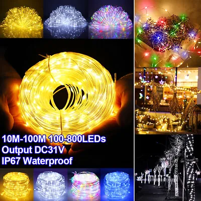 10-100M LED Rope Tube String Mains Plug Fairy Lights Outdoor Garden Xmas Lamp UK • £18.89