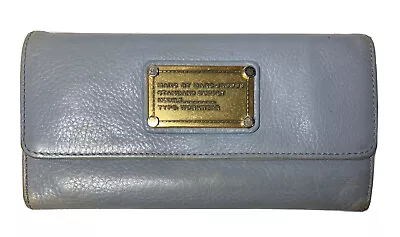 Marc By Marc Jacobs Blue Leather Tri Fold Wallet Gold Hardware Workwear • $22.99