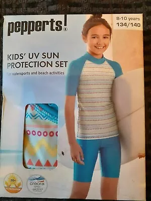 £12.99 • Buy Girls Children’s Pepperts UV Sun Protection Top +Bottoms Set Age 8-10 Years Blue