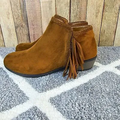 Pierre Dumas Zoey Brown Suede Fringe Booties Us 8 UK 5.5 EU 39 • $22