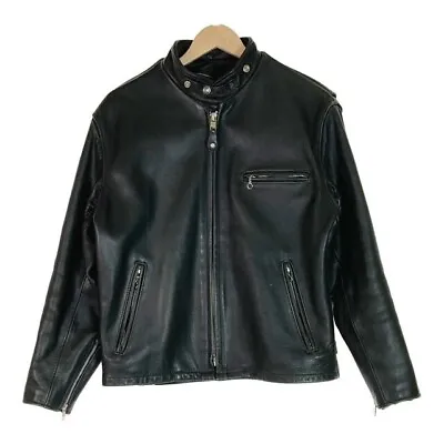 $327 • Buy Schott NYC 641 Black Leather Jacket Size 42 Cafe Racer Style Motorcycle Auth