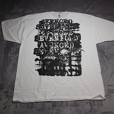 Avenged Sevenfold A7X T-Shirt XXL White Skull Bat Concert Tour Merch Rock Tee • $19.48