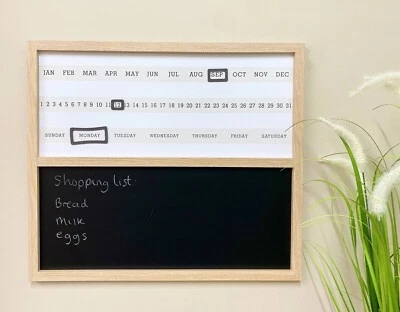 £9.95 • Buy Calendar Chalk Board Planner LARGE Memo Organiser Wooden Wall Mounted Blackboard
