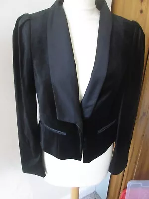 Next Black Velvet Fitted Jacket Petite Size 10 Evening Smart Vgc • $7.40