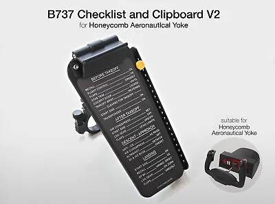 Boeing 737 Type Yoke Checklist And Map Holder For Honeycomb Aeronautical Yoke • $49.90