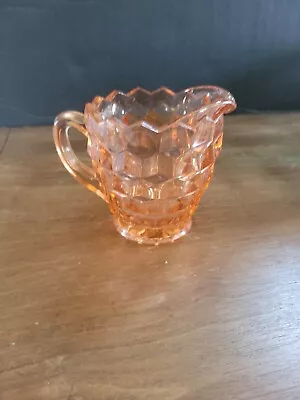 Vintage Pink Cubist Glass Pitcher Mini Pink Vintage Glass Pitcher • $18.50