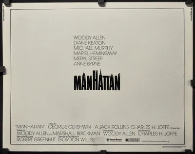 Manhattan 1979 Orig 22x28 Movie Poster Woody Allen Diane Keaton Mariel Hemingway • $100