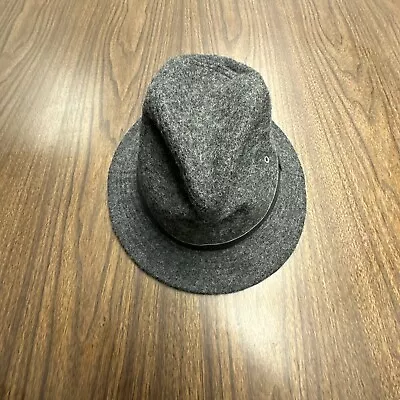 VTG WOOLRICH STORE Hat Fedora Cap Sz Medium Gray Wool Made USA • $18.99