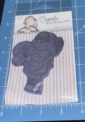 Magnolia Rubber Stamp Sweden Cling - Girl Holding Bouquet Of Flowers • $7.99