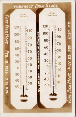 Fort Peck MT Temperature Thermometer Vornholt Drug Store RPPC Postcard G98 • $25.99