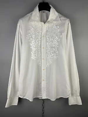 Vintage Versace Jeans Couture VJC Mens Embroidered Floral Button Shirt Size M • $75