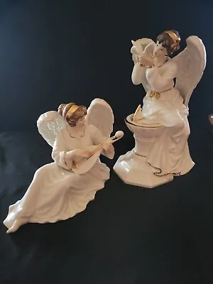 Lot Of 2 O'Well's China White With Gold Trim Angels Holding Lute Dove • $32.88