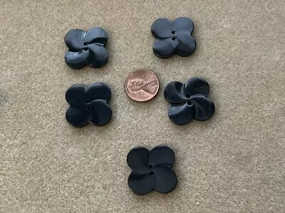 Set Of 5 Bakelite Buttons Black Tested 1” • $10