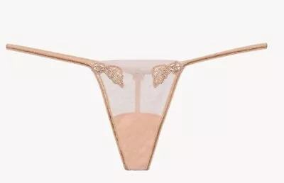 $80 New La Perla Maison Contouring Thong G String Nude Sheer Embroidery Beige XS • $50