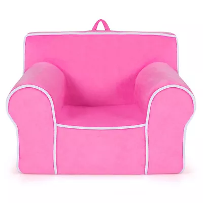 Foam Kids Sofa Upholstered Kids Sofa W/ Velvet Fabric Baby Perfect Gift Pink • $75