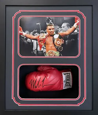 Mike Tyson Signed Glove Shadow Box Mike Tyson Hologram Authentic Belts Red • $299.99