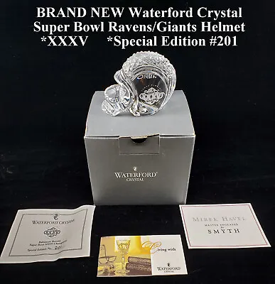 BRAND NEW Waterford Crystal Special Edition Super Bowl Helmet Ravens/Giants XXXV • $99