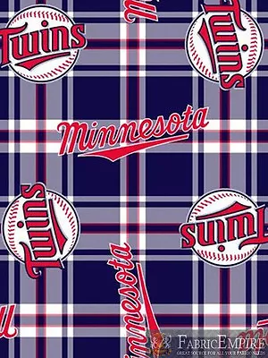MLB Minnesota Twins Plaid Licensed Fleece Fabric  / 58 Wide / SOLD BY THE YARDS  • $17.90
