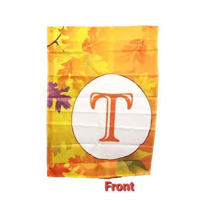 House Flag 28  X 40  Fall Leaves Initial T Double Sided • $12.99