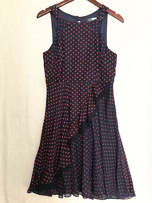 Dress Sundress Tank Halter Eva Franco Summer Embroidered Overlay Black 8 • $24.91