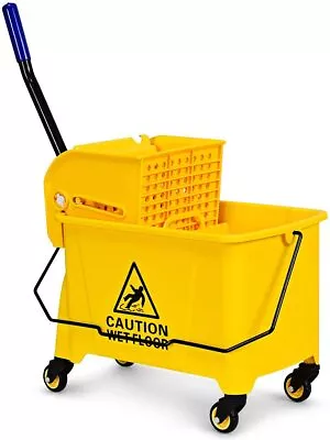 20L Kentucky Mop Bucket Mobile Cleaning Floor Cart With Wringer Wheels • £49.95