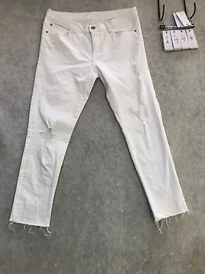 Zara Basic Z1975 Size 8 US White Womens Denim Jeans Zip Mid Rise Skinny Stretch • $12.60