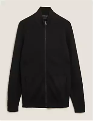 £64.99 • Buy M&s Autograph Mens Pure Cashmere Black Textured Zip Up Cardigan