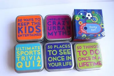 TABLE TRIVIA PARTY TIN 50 Cards 6 Themes Party Family Questions Quiz Game Dinner • £3.99