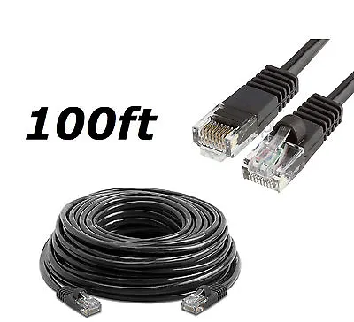 $11.99 • Buy 100 FT Cat5 RJ45 Ethernet LAN Network Cable For PC Xbox PS Internet Router Black