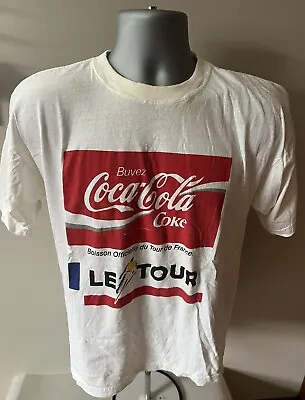 Vtg 90’s Coca Cola Tour De France Cycling French T Shirt Fits Men’s M Short • $32.98
