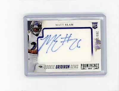 2013 Panini Prominence Gridiron Gems Signatures /225 Matt Elam Rookie Auto RC • $6.97