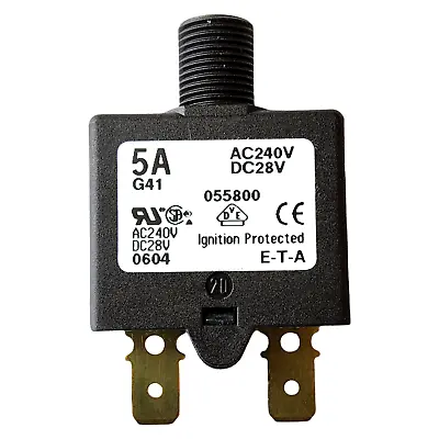 $6.99 • Buy ETA Circuit Breaker, Push To Reset, Single Pole, AC240V, DC28V, 5A, Series 1658