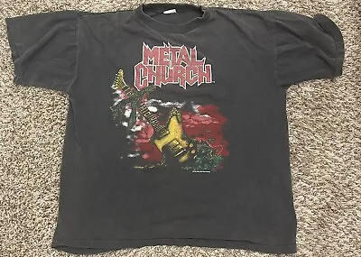 Metal Church Men T-Shirt Vintage 90s The Human Factor Tour Concert Band Tee • $250
