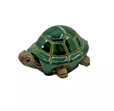 Vintage Ceramic Wiggling Turtle Collectible Jade Green New Old Stock LEPS Peru • $15