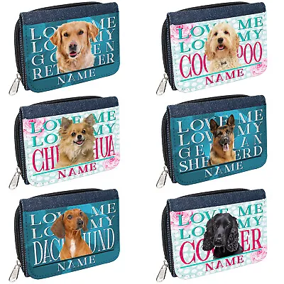 Personalised Ladies Purse Dog Breed Womens Denim Coin Pretty Girls Gift KP • £12.95