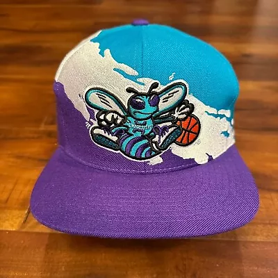 Charlotte Hornets Splash Snapback Paintbrush Mitchell & Ness Adjustable Hat Cap • $35