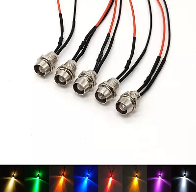 3mm Ultra Bright Pre-Wired LEDs With Metal Holders 6mm Panel Mount 3V 6V 9V~220V • $1.78